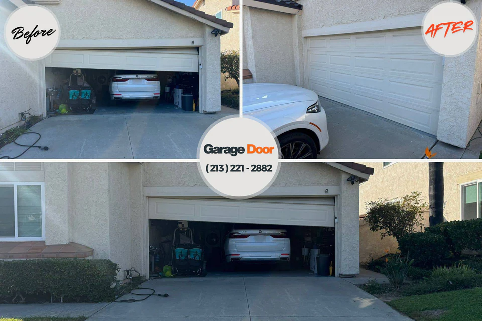 Before and after: garage door repair Monroe, OR